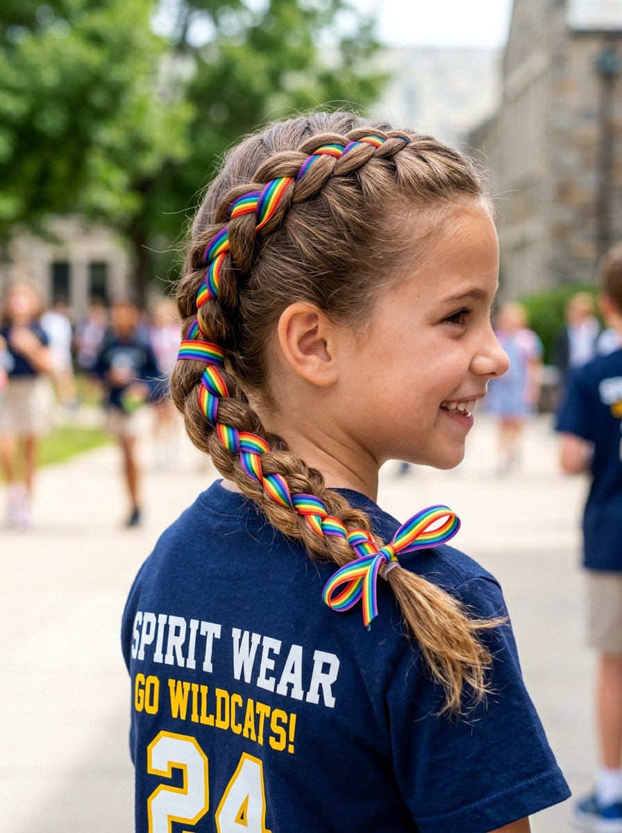 Braided Ponytail With Ribbon - 20 school hair ideas for girls - 20 school hair ideas for girls
