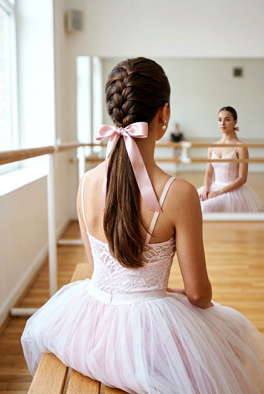 Braided Ponytail With Ribbon Detail - 20 competition dance hairstyles - 20 competition dance hairstyles