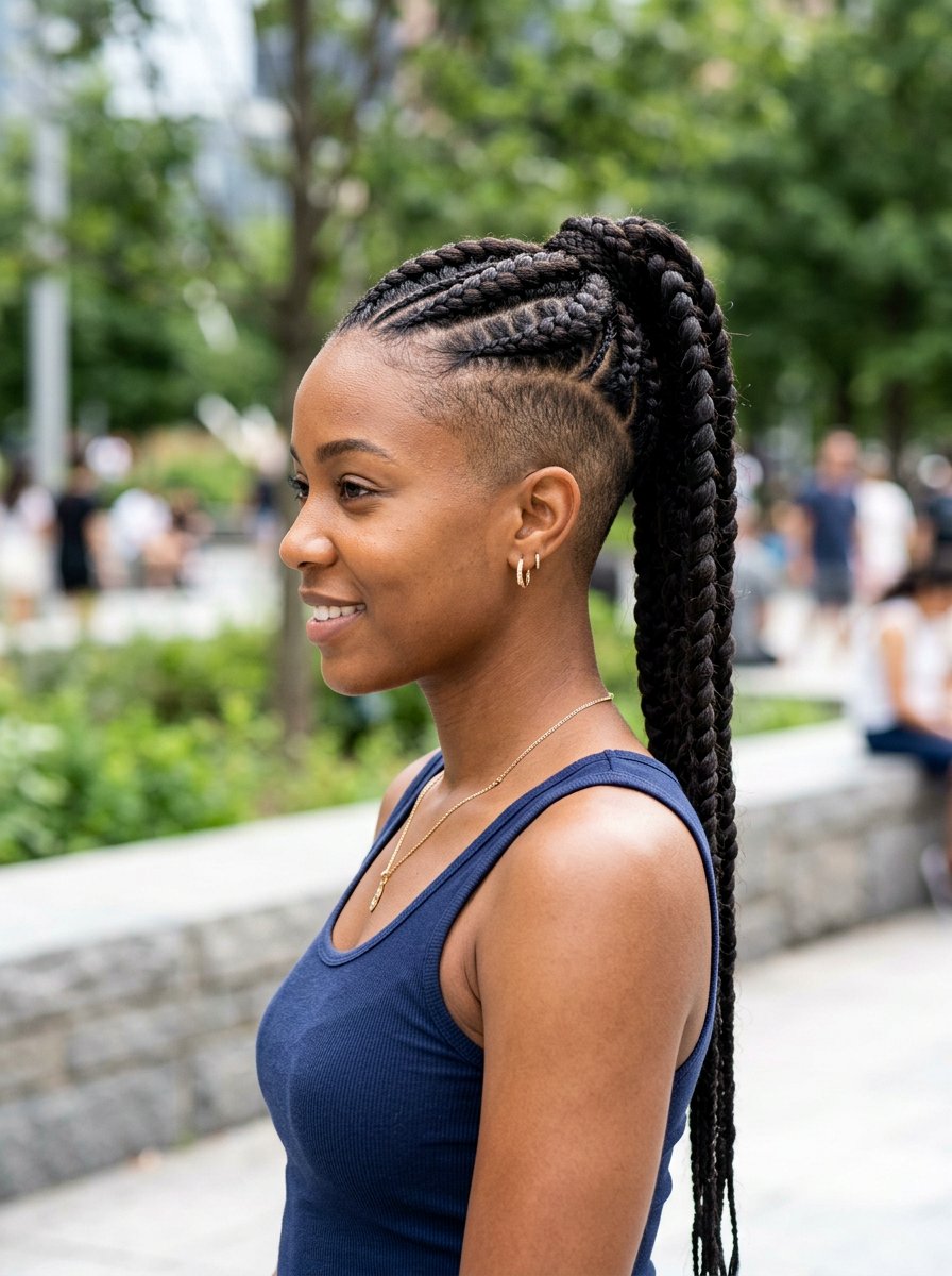 Braided Ponytail With Shaved Sides - 20 soccer hairstyle with braided ponytail - 20 soccer hairstyle with braided ponytail