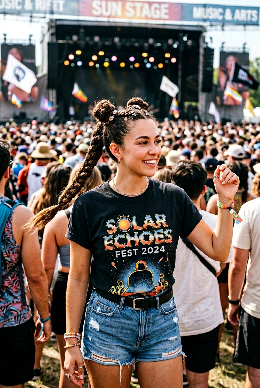 Braided Ponytail With Space Buns - 20 concert ponytail with braids - 20 concert ponytail with braids