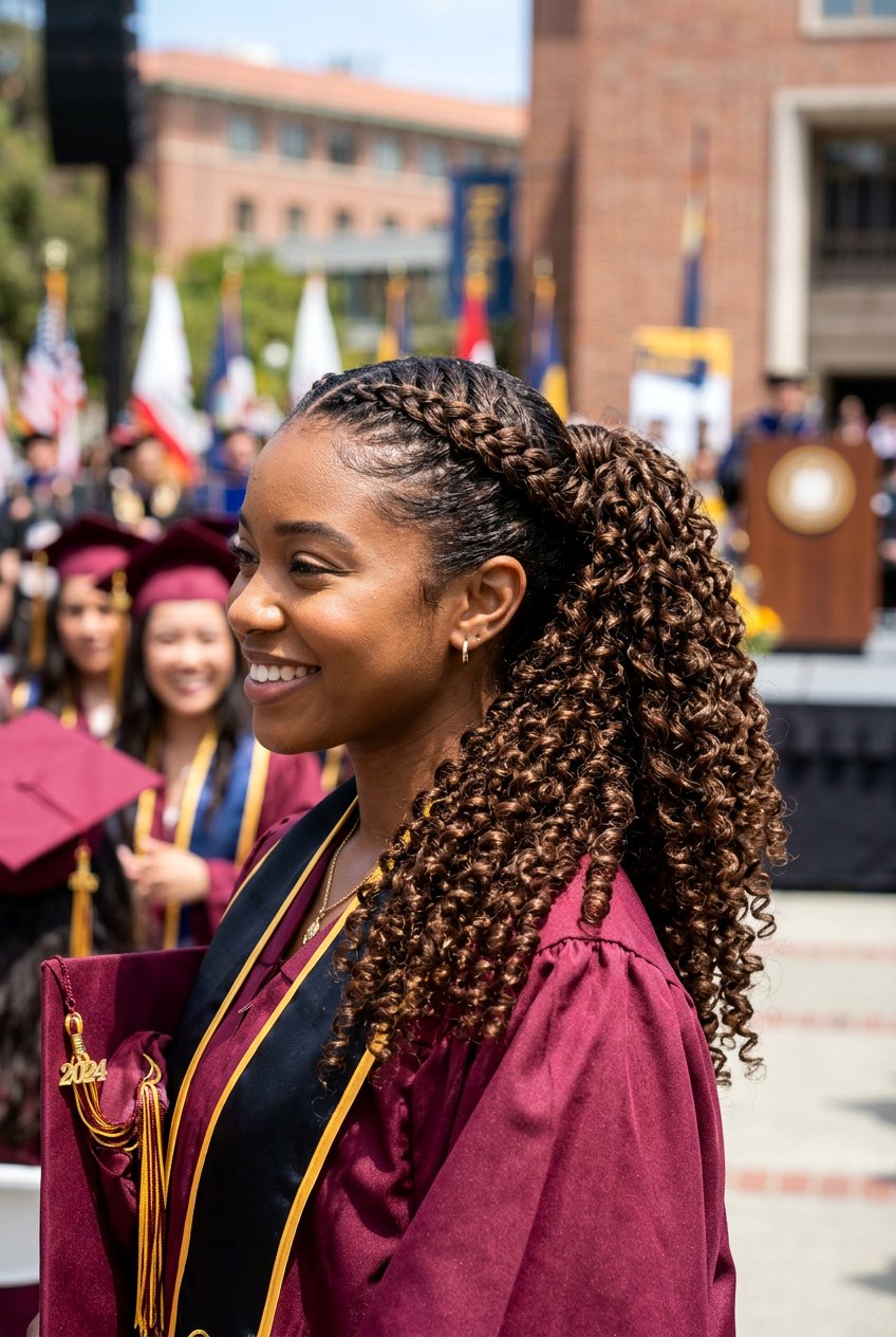 Braided Ponytail With Spiral Curls - 20 graduation ponytail with curls - 20 graduation ponytail with curls