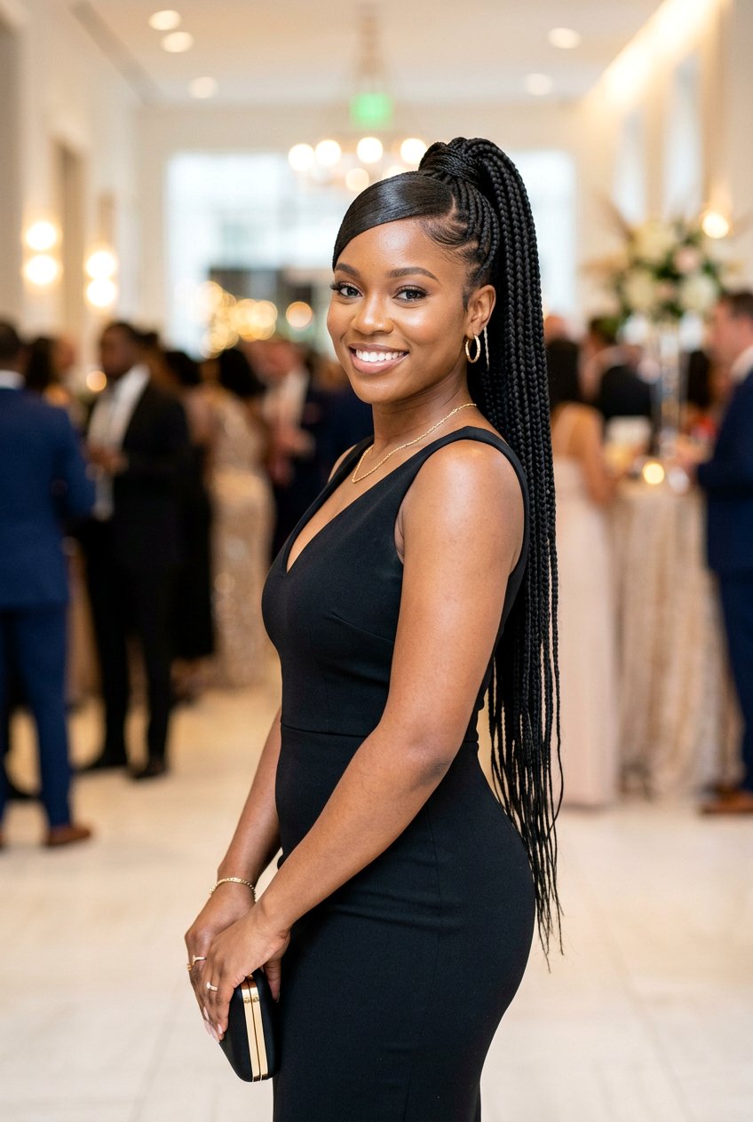 Braided Ponytail With Swoop - 20 braided ponytail for black women - 20 braided ponytail for black women