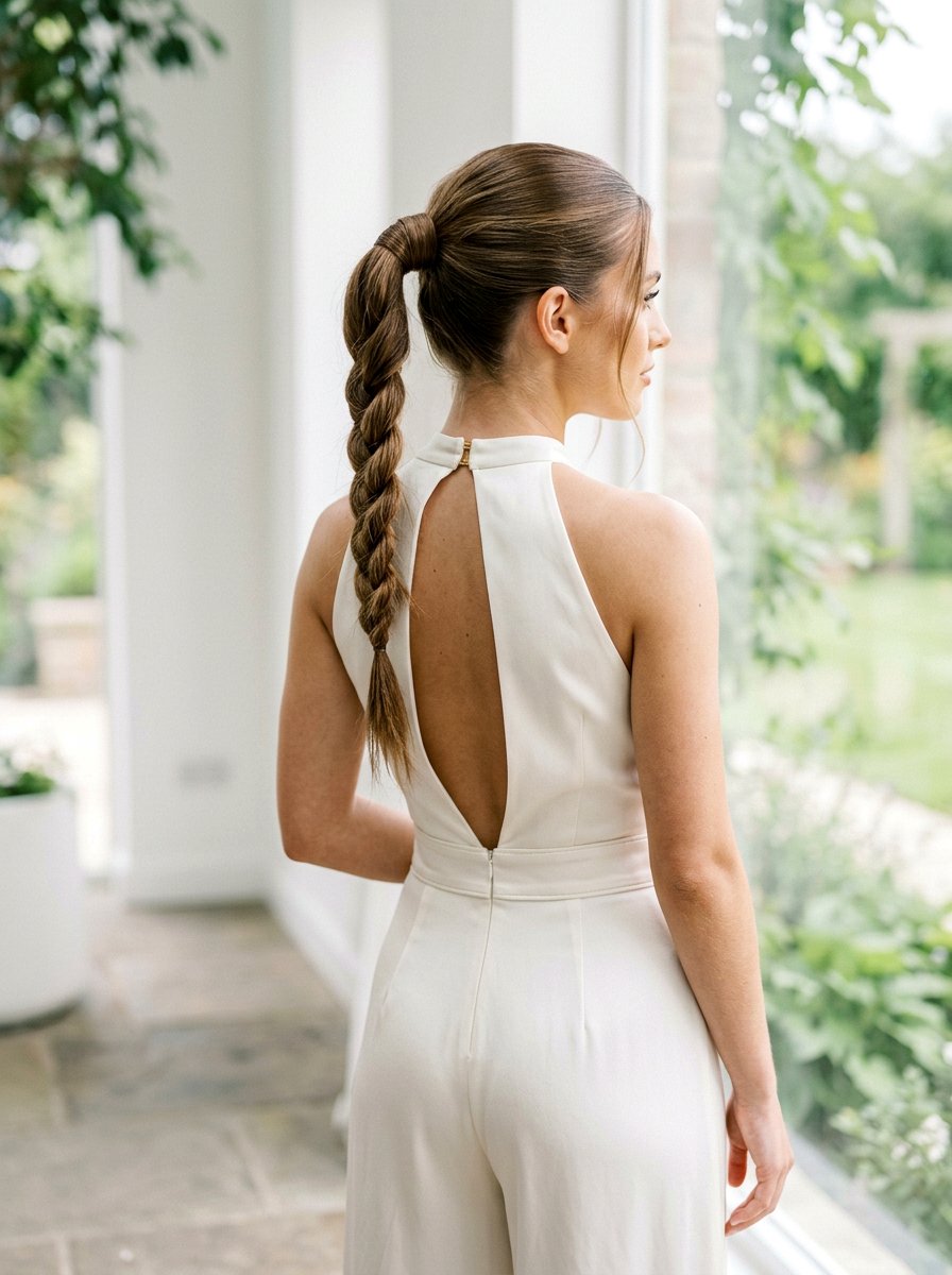 Braided Ponytail With Wrapped Base - 20 wedding hairstyles for garden ceremony - 20 wedding hairstyles for garden ceremony