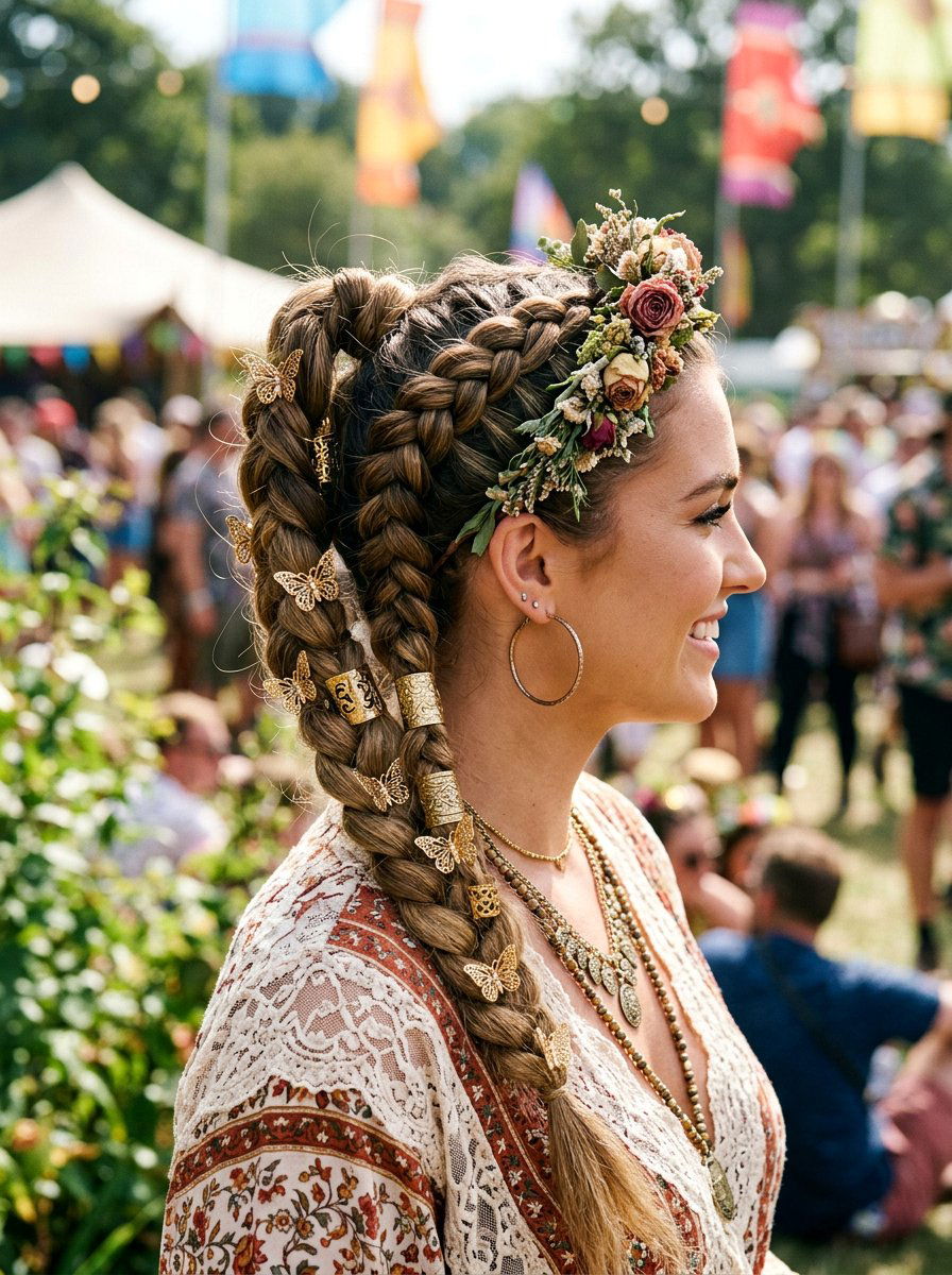 Braided Ponytail with Hair Accessories for Festival Vacation - 20 vacation ponytail with braids - 20 vacation ponytail with braids