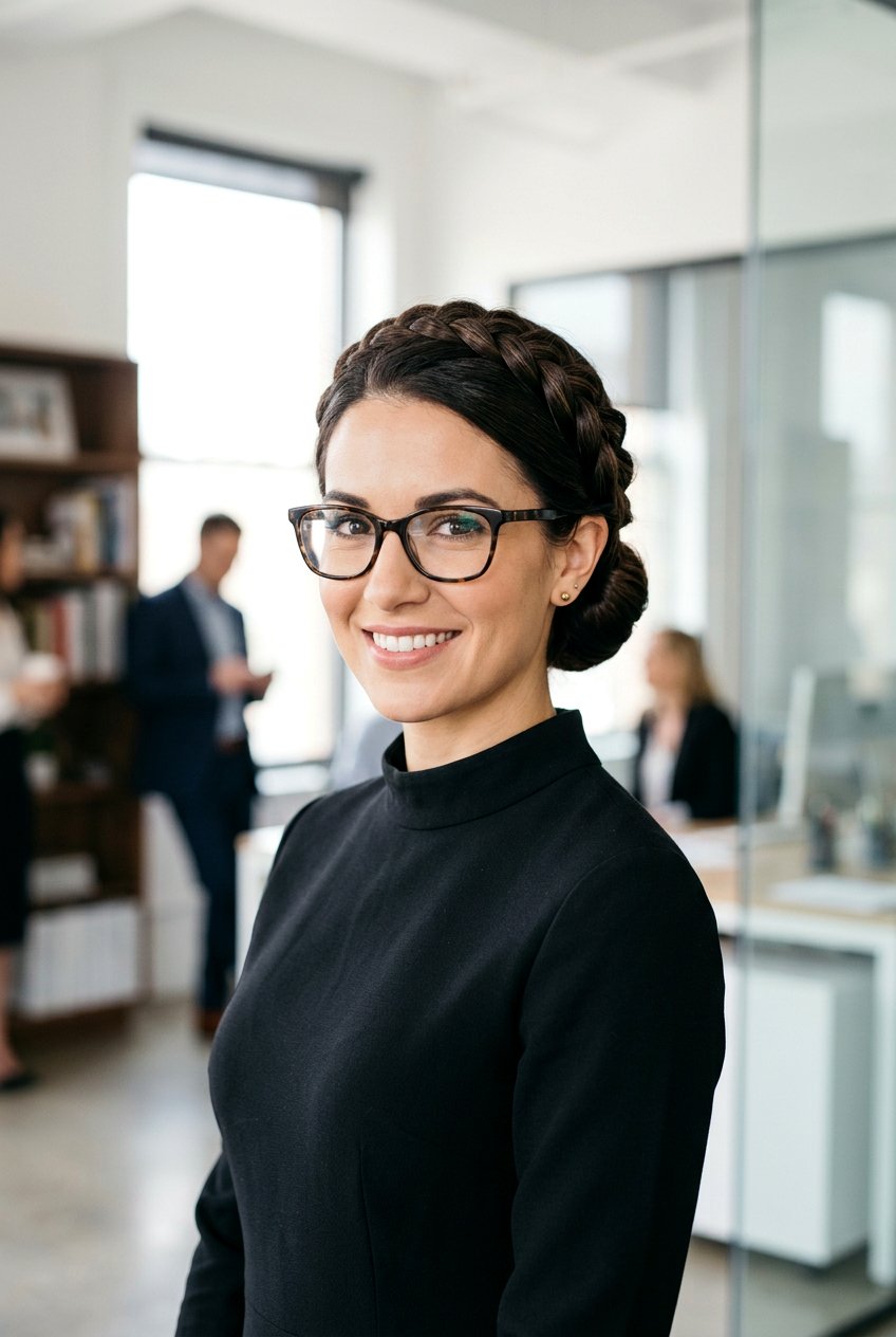 Braided Professional Updo - 20 professional hairstyle for women with glasses - 20 professional hairstyle for women with glasses
