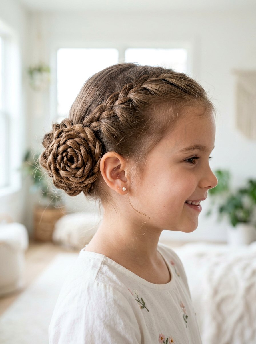 Braided Rose Updo - 20 pageant updo for little girls - 20 pageant updo for little girls