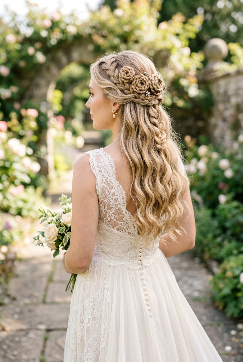 Braided Rosette Half Up - 20 fairycore half up hairstyle - 20 fairycore half up hairstyle