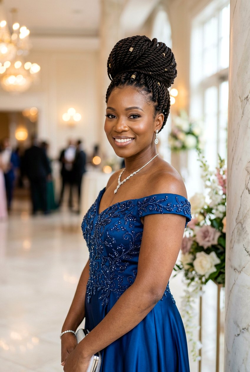 Braided Senegalese Twist Bun - 20 senegalese twists bun for women - 20 senegalese twists bun for women