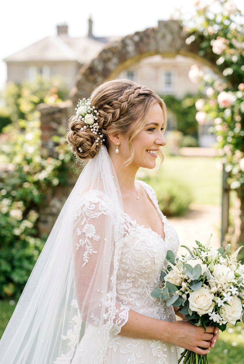 Braided Side Bun Wedding Hair With Veil - 20 bridal side bun with veil - 20 bridal side bun with veil