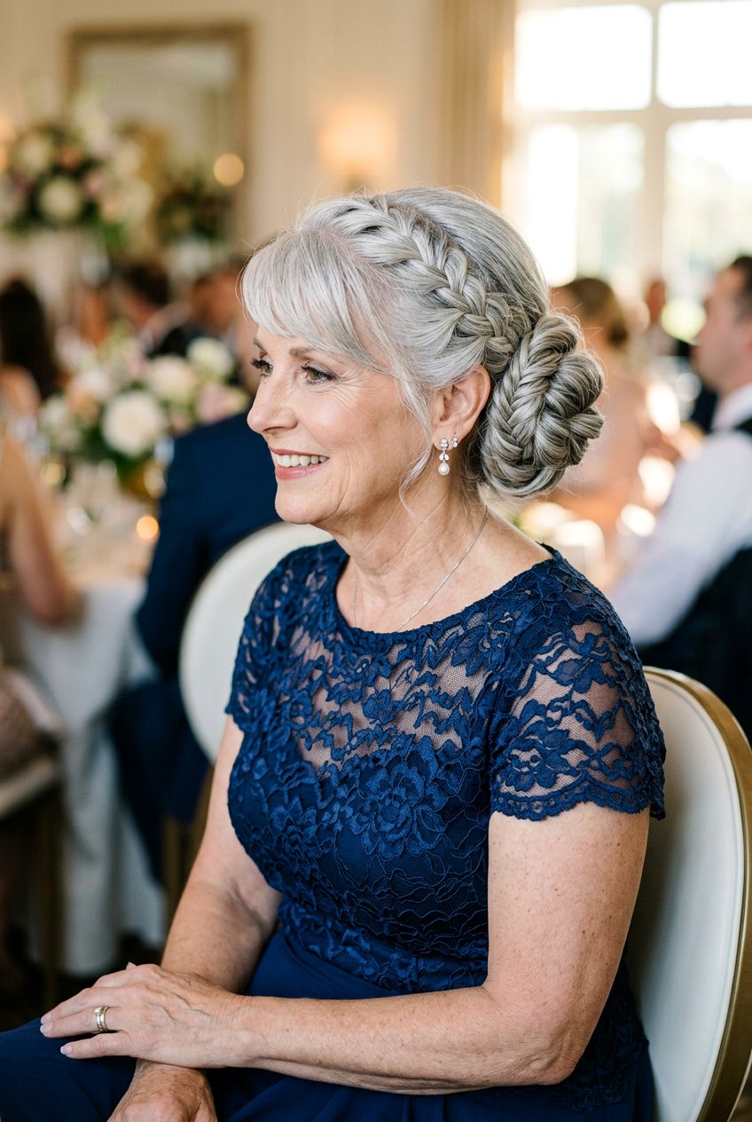Braided Side Bun - 20 wedding guest hairstyles for older women - 20 wedding guest hairstyles for older women