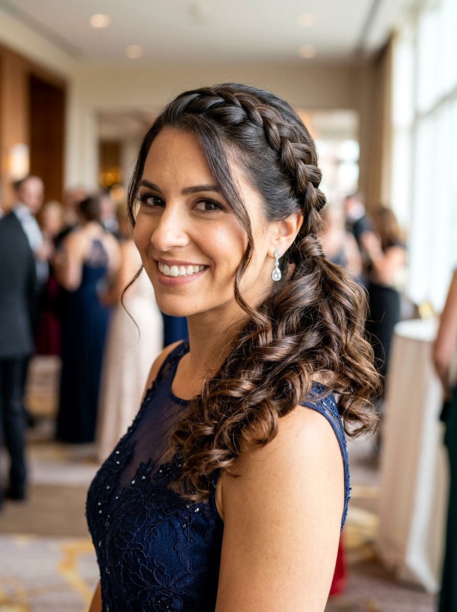 Braided Side Ponytail With Curls - 20 party hairstyle with side braid ponytail - 20 party hairstyle with side braid ponytail