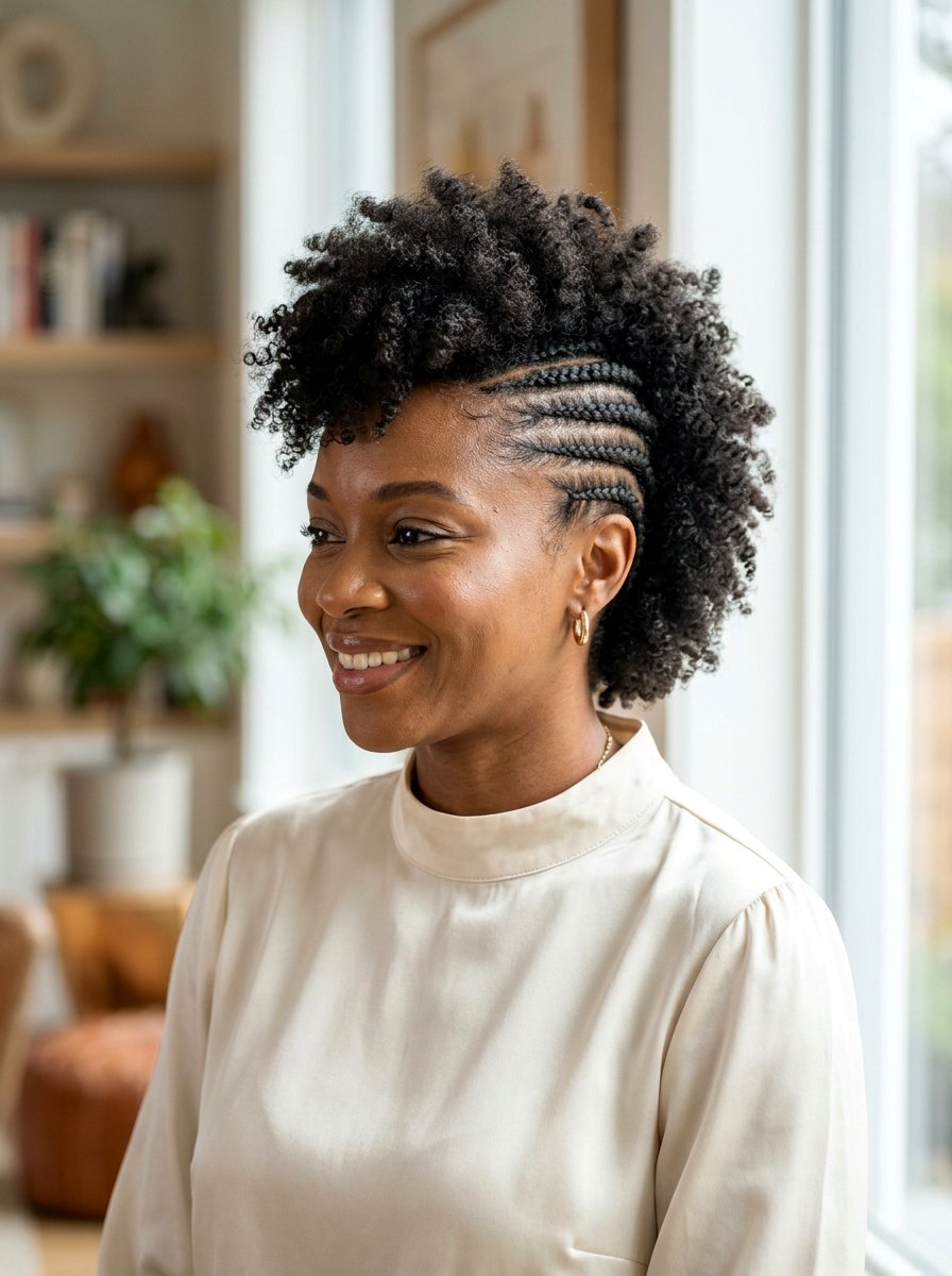 Braided Side Soft Frohawk - 20 soft frohawk hairstyle for women - 20 soft frohawk hairstyle for women