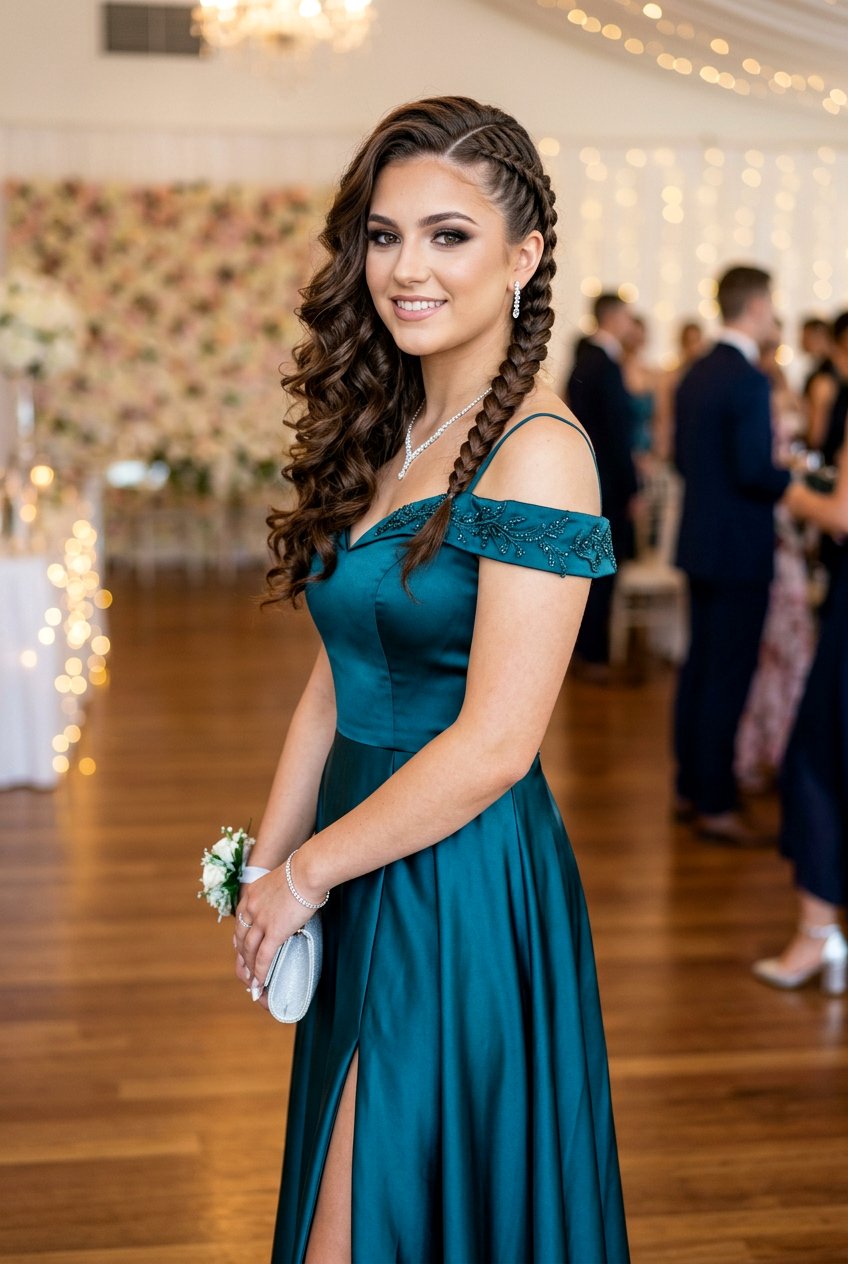 Braided Side Sweep - 20 prom hairstyle for short bob hair - 20 prom hairstyle for short bob hair