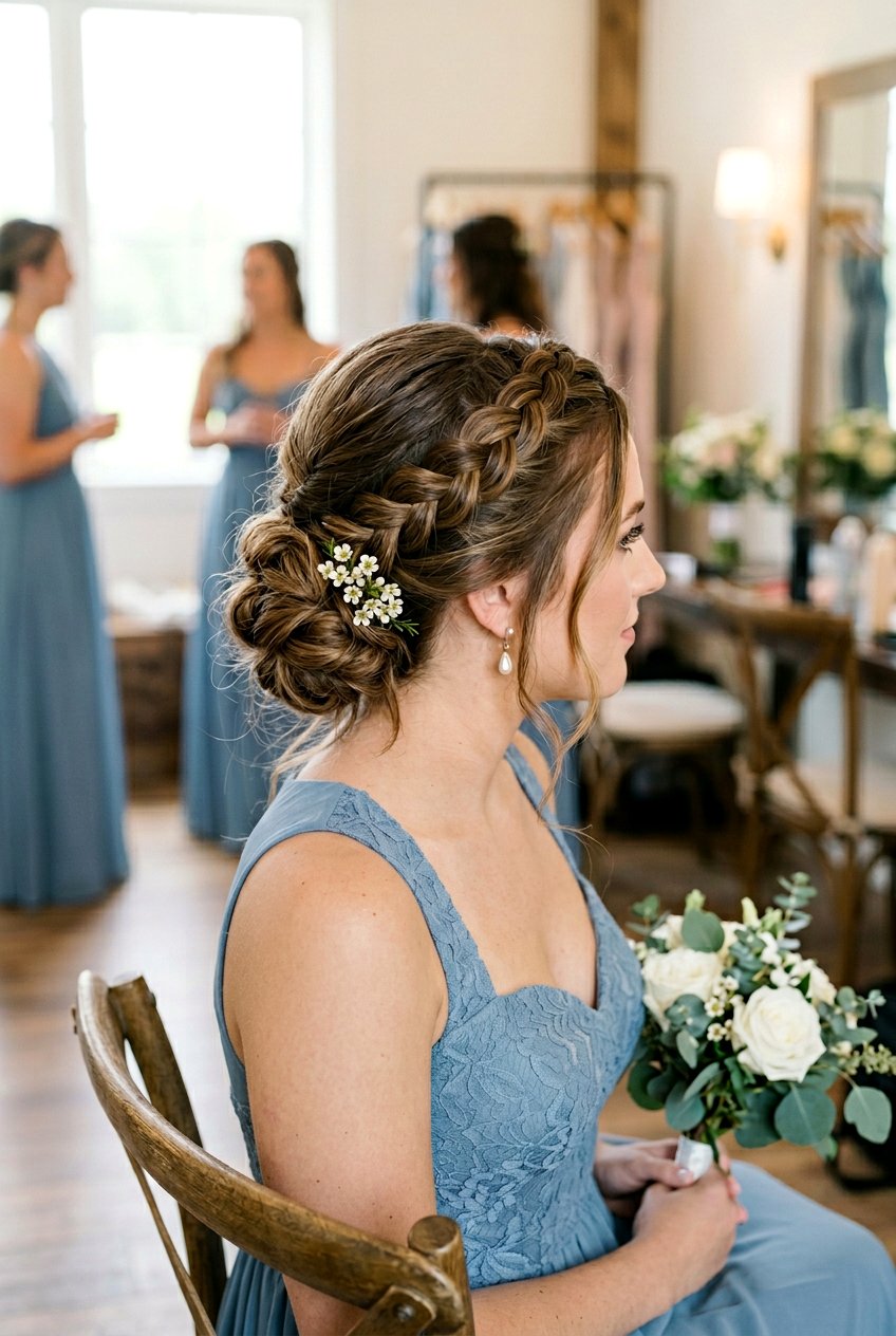 Braided Side Swept Updo for Bridesmaids - 20 bridesmaid hairstyles with braids - 20 bridesmaid hairstyles with braids
