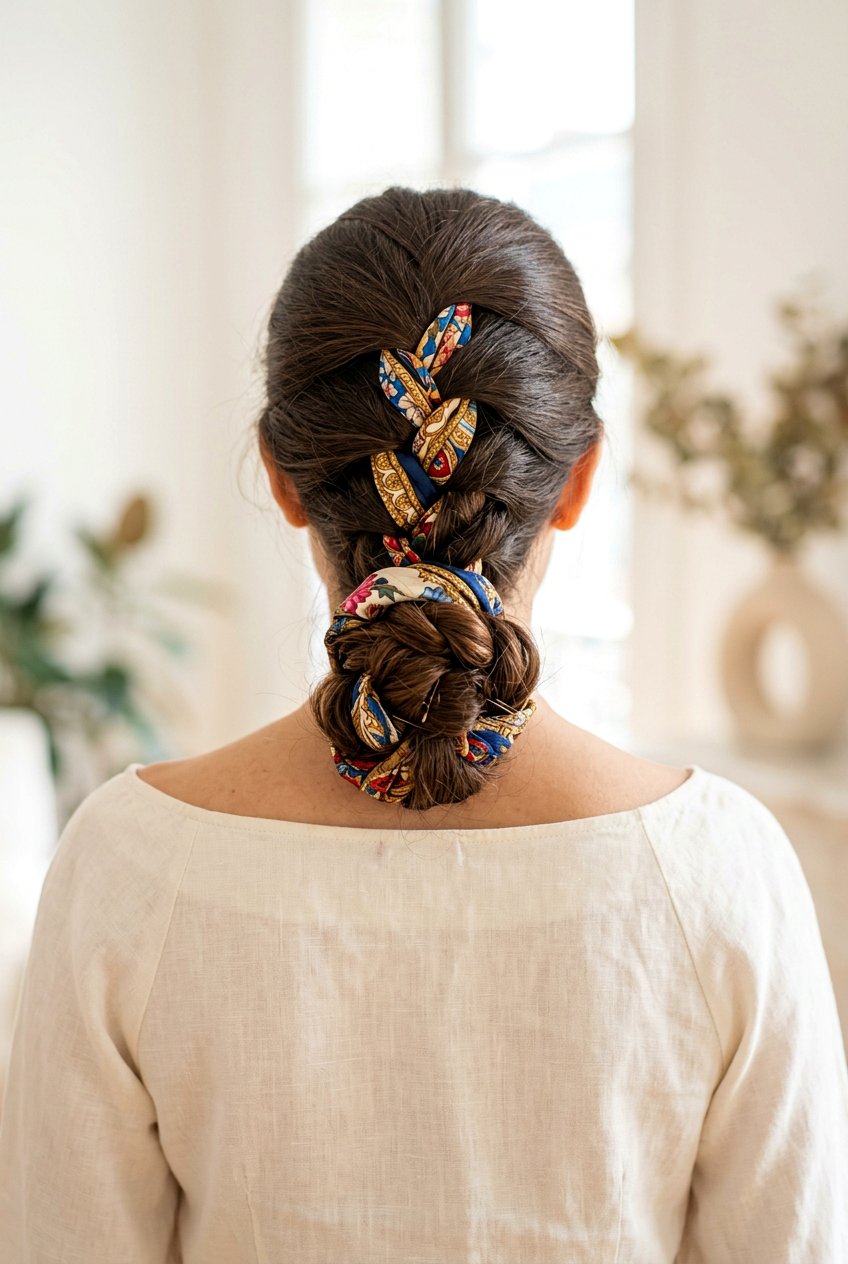 Braided Silk Scarf Bun - 20 silk scarf bun hairstyle - 20 silk scarf bun hairstyle