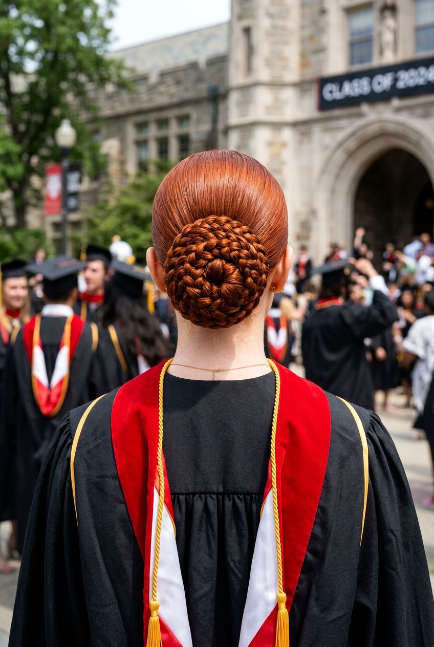 Braided Sleek Bun - 20 graduation hairstyle with sleek bun - 20 graduation hairstyle with sleek bun