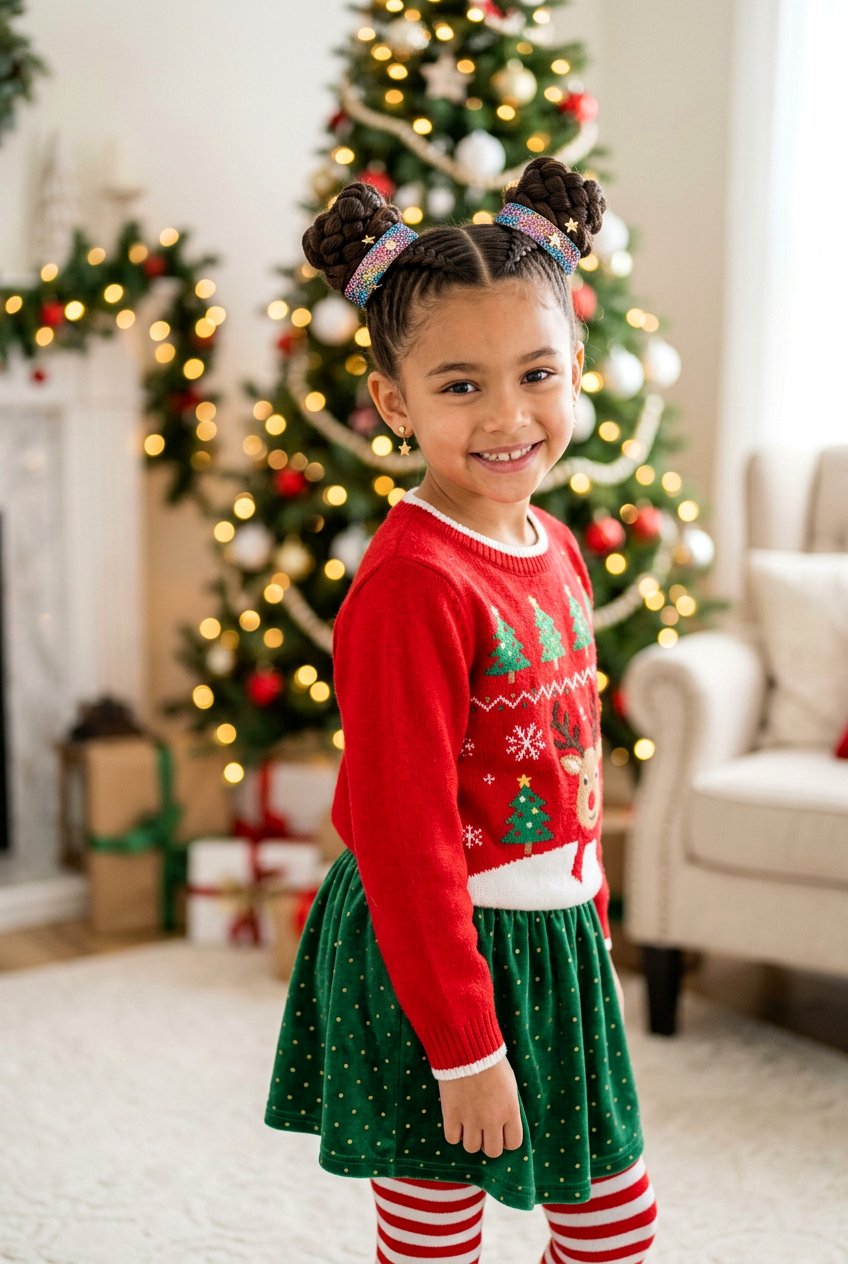 Braided Space Bun - 20 holiday hairstyle for girls with braids - 20 holiday hairstyle for girls with braids