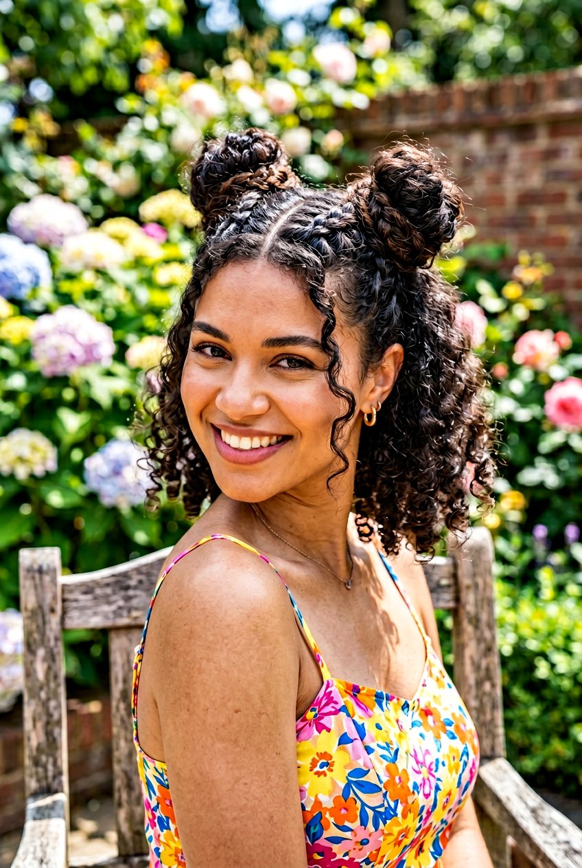 Braided Space Buns - 20 summer hairstyles for women - 20 summer hairstyles for women