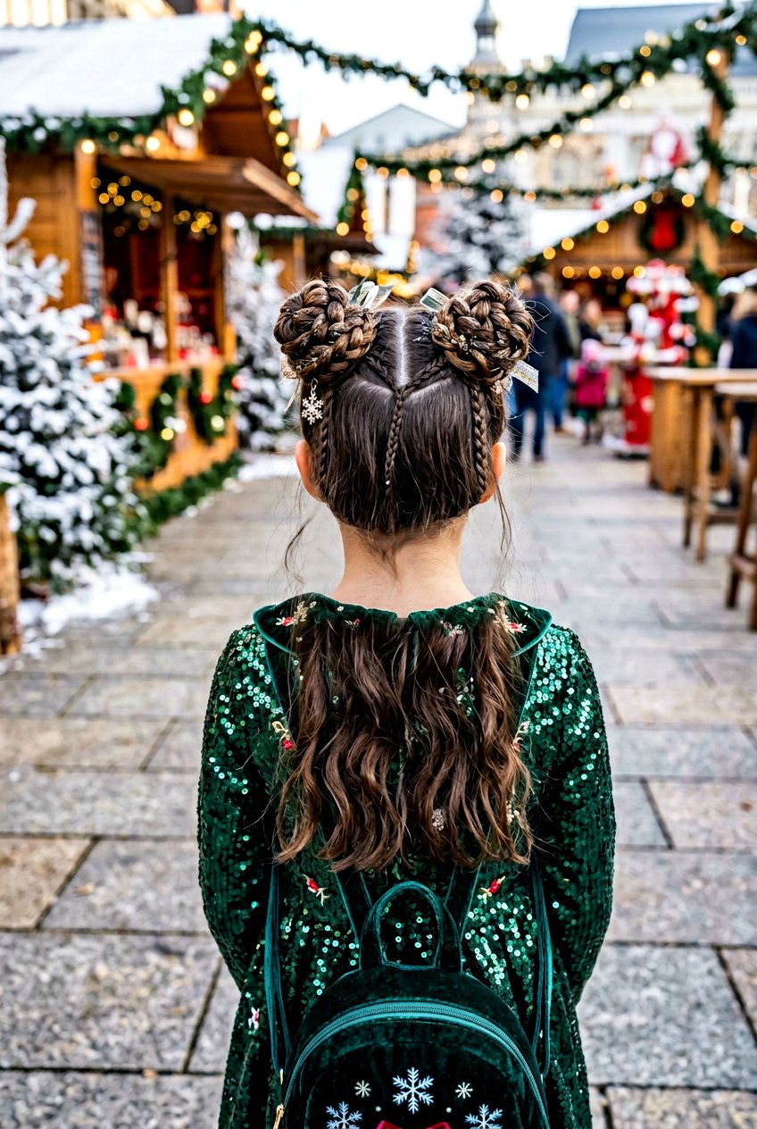 Braided Space Buns - 20 holiday braid styles for girls - 20 holiday braid styles for girls