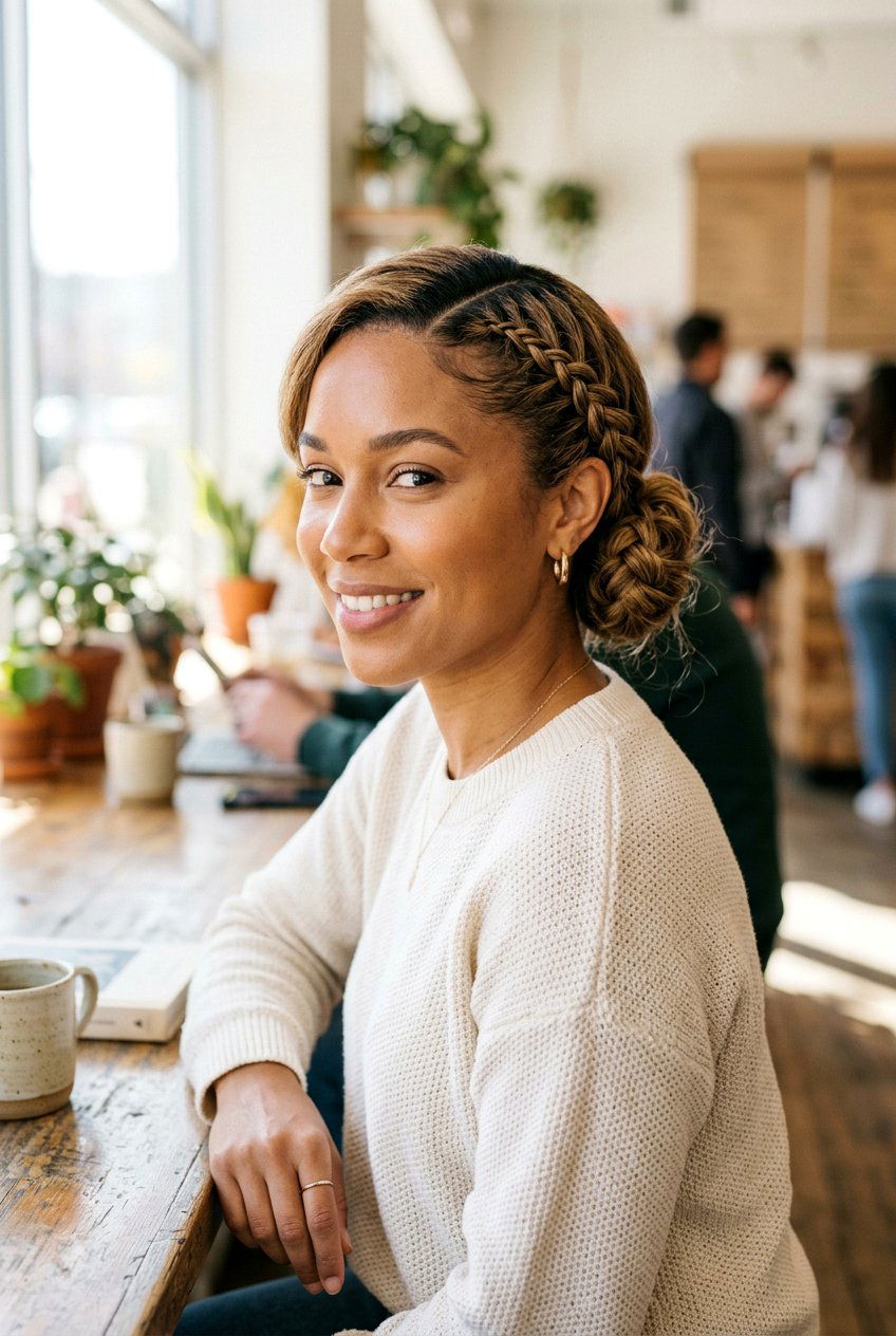 Braided Style with Side Part - 20 hairstyles for receding hairline women - 20 hairstyles for receding hairline women