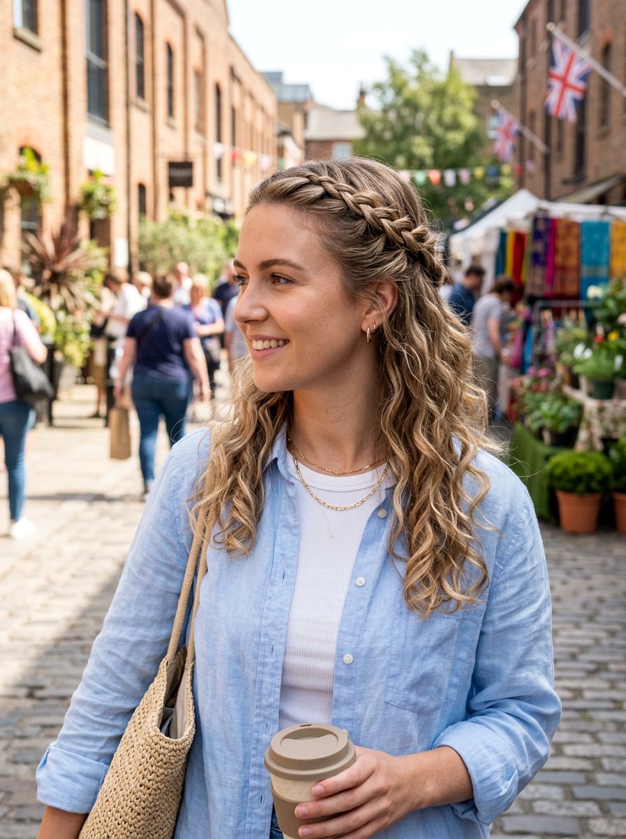 Braided Top Half - 20 cute hairstyle for brunch with friends - 20 cute hairstyle for brunch with friends