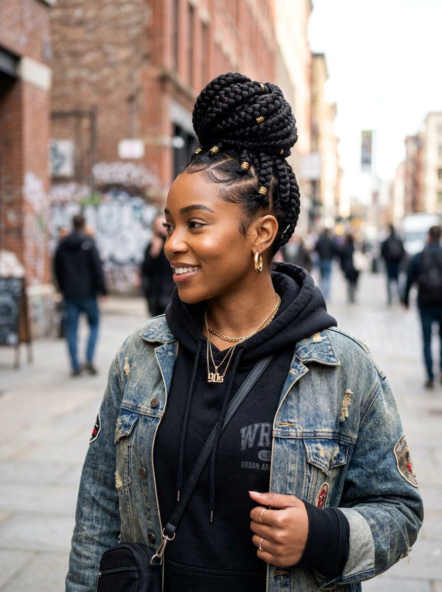 Braided Top Knot - 20 cute hairstyle for shopping day - 20 cute hairstyle for shopping day