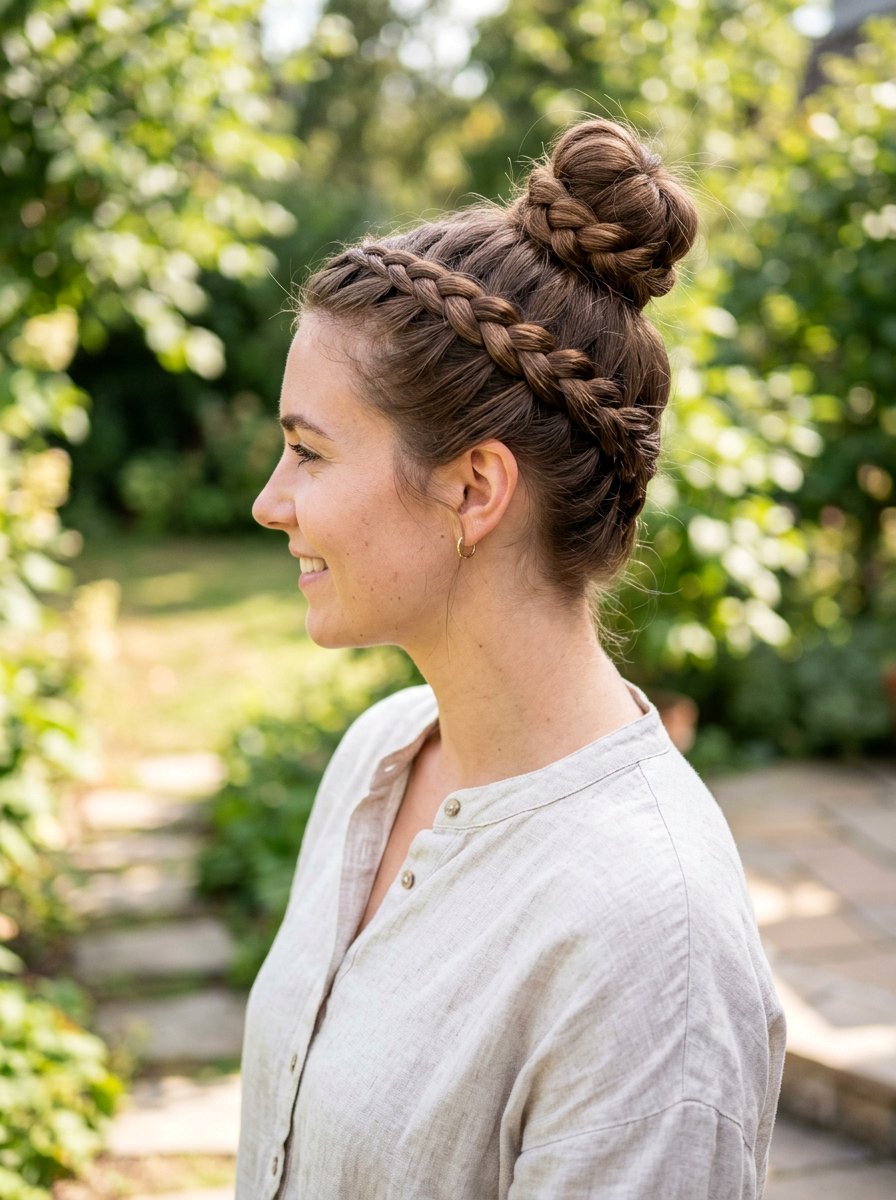 Braided Top Knot - 20 humidity proof bun hairstyle - 20 humidity proof bun hairstyle