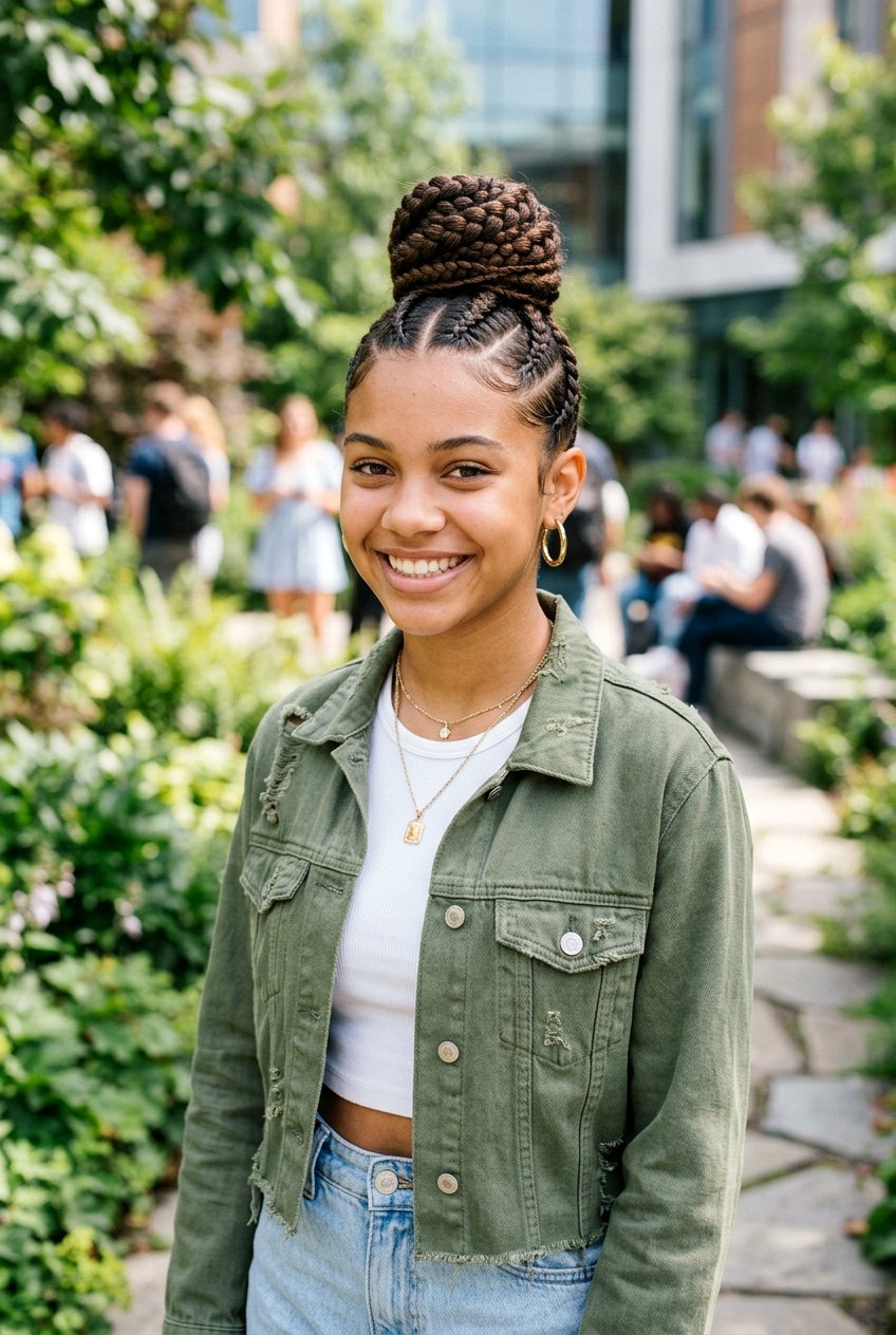 Braided Top Knot - 20 birthday hairstyle for teenage girls - 20 birthday hairstyle for teenage girls