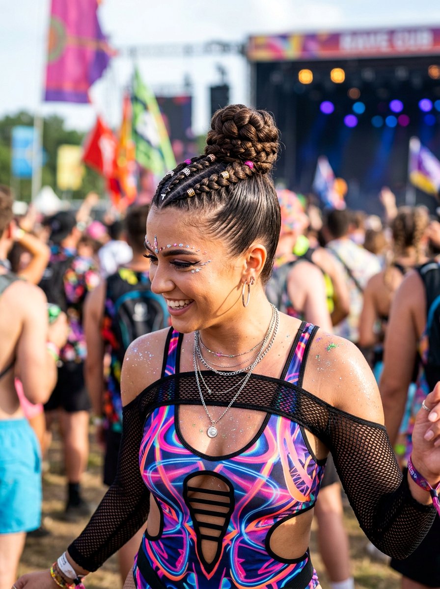 Braided Top Knot Bun For Raves - 20 rave braid buns hairstyle - 20 rave braid buns hairstyle