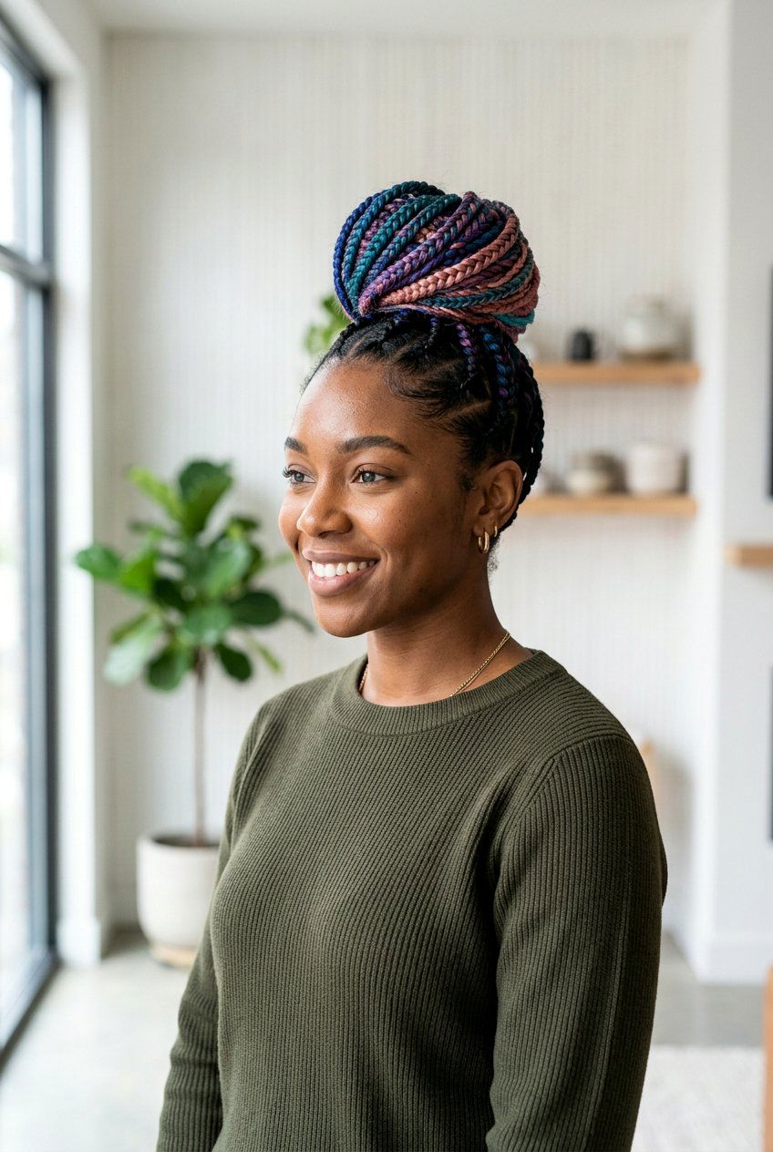 Braided Top Knot With Color - 20 braided top knot hairstyle - 20 braided top knot hairstyle