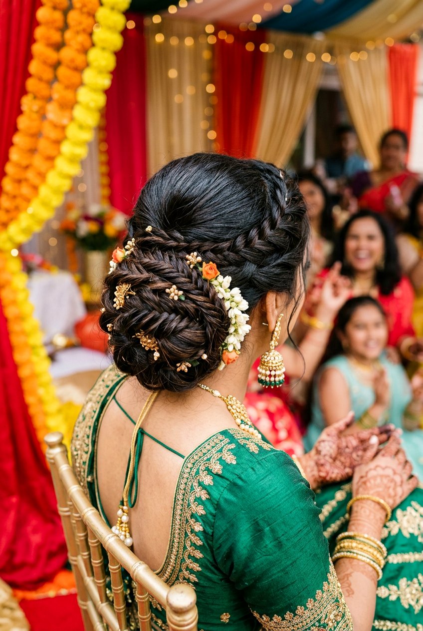 Braided Updo For Mehndi Ceremony - 20 mehndi braid hairstyles - 20 mehndi braid hairstyles
