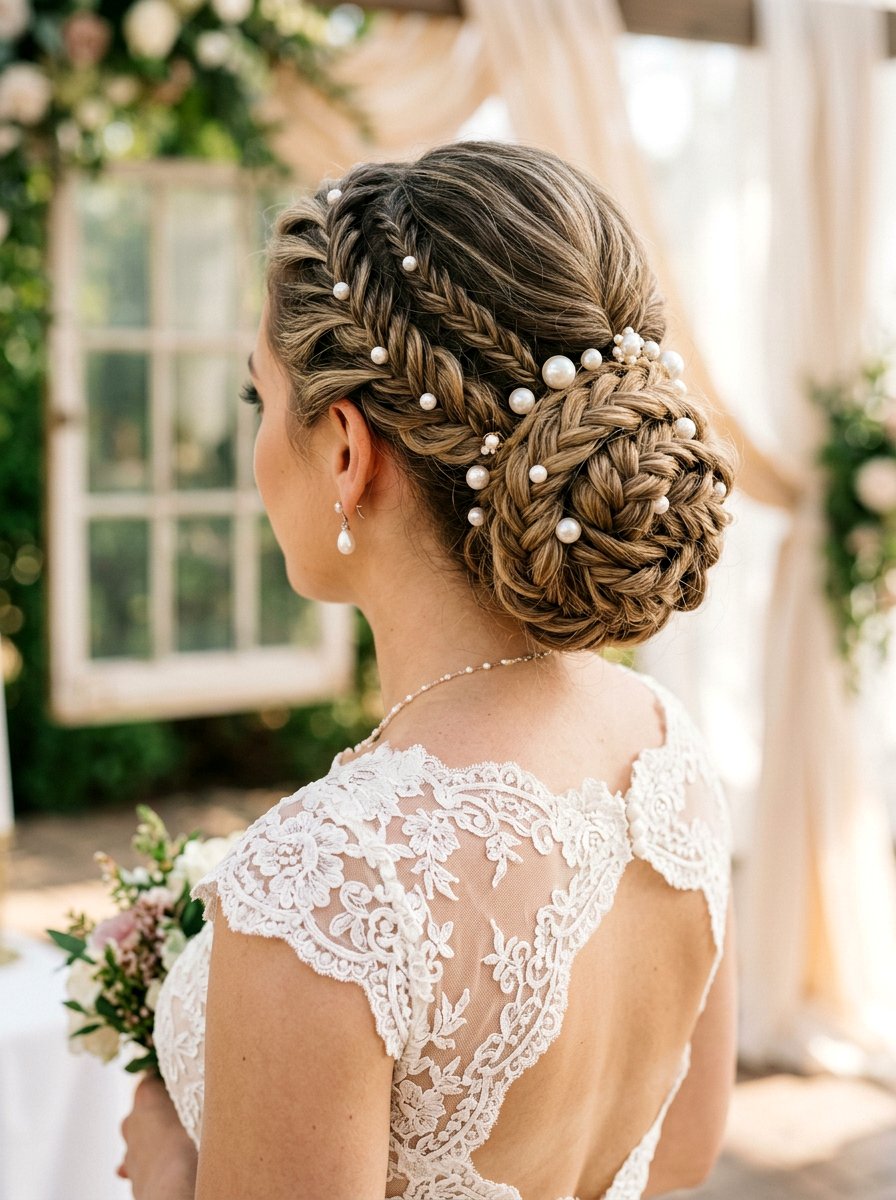 Braided Updo Pearl Clips - 20 wedding hairstyles with pearl clips - 20 wedding hairstyles with pearl clips