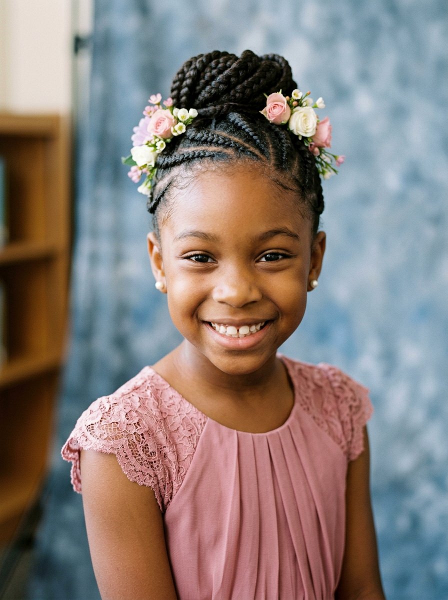 Braided Updo With Flowers Picture Day - 20 picture day braids for black girls - 20 picture day braids for black girls