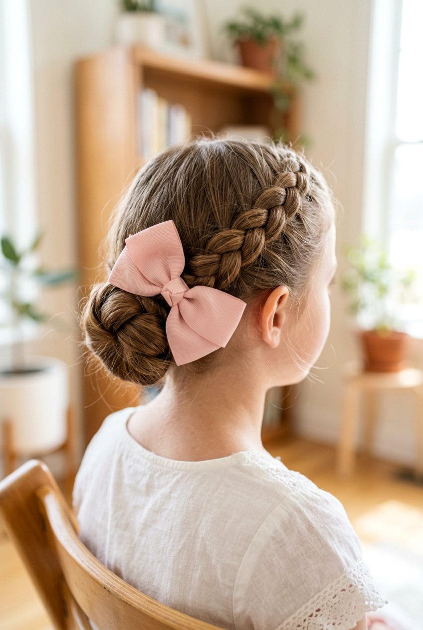 Braided Updo with Bow Clip - 20 first day of school hairstyles - 20 first day of school hairstyles