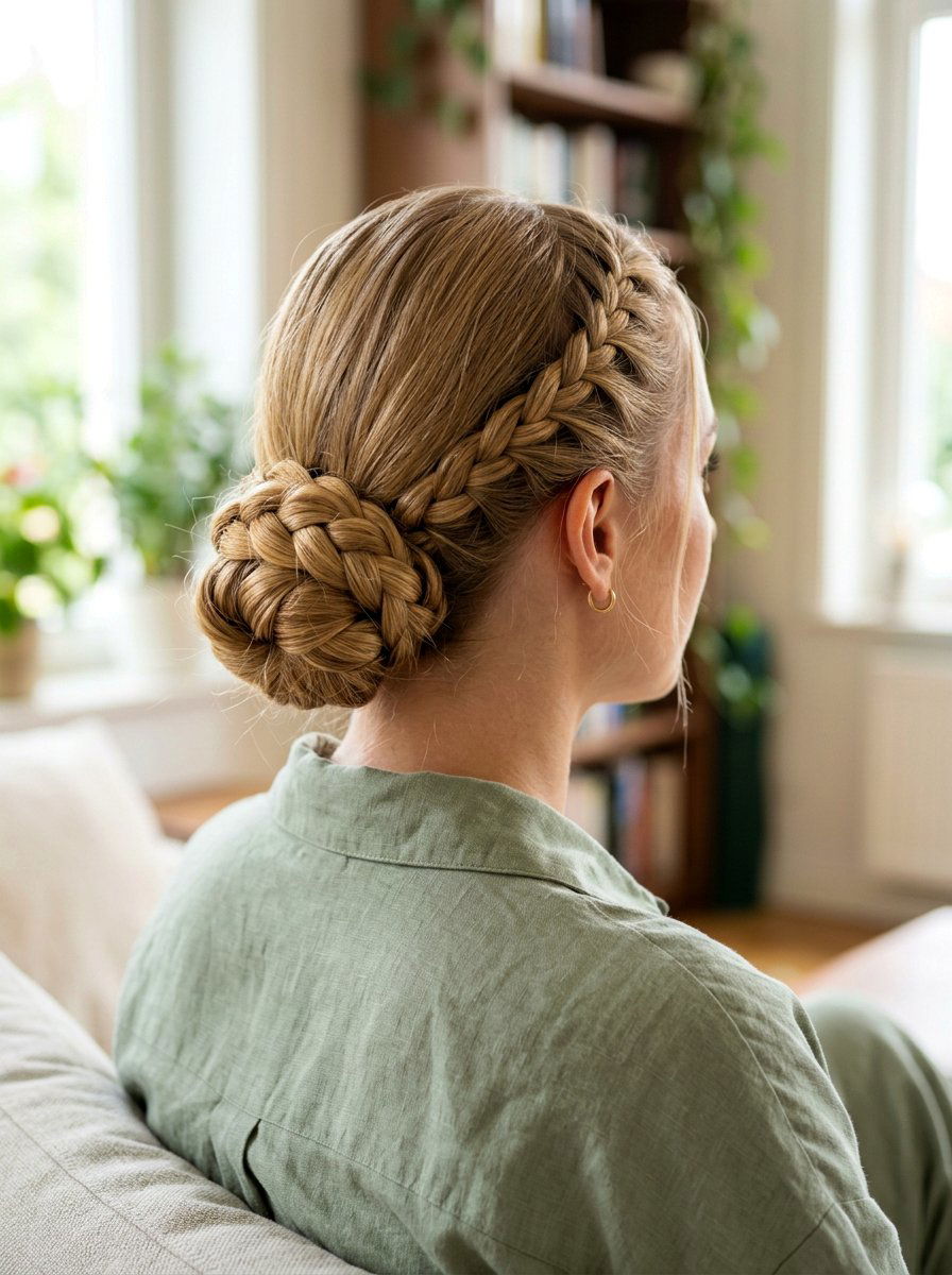 Braided Wrapped Bun - 20 tidy bun for office mornings - 20 tidy bun for office mornings