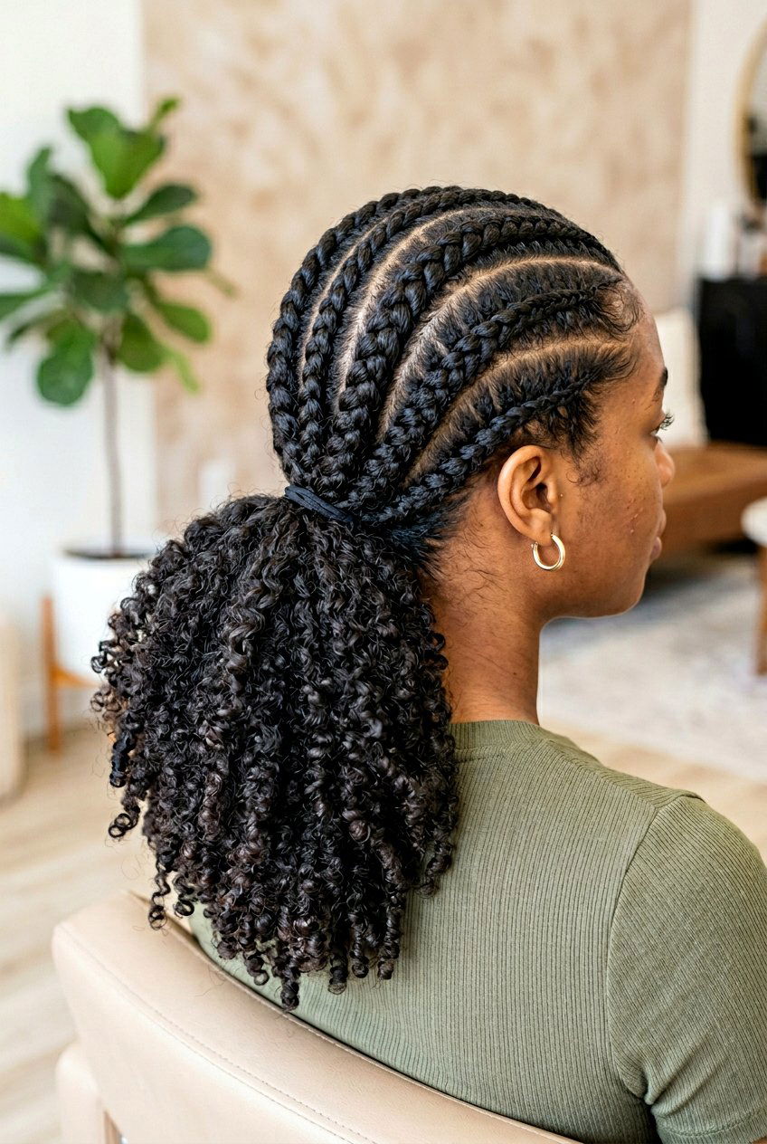 Braided and Flat Twist Combo Ponytail - 20 flat twist ponytail for natural hair - 20 flat twist ponytail for natural hair