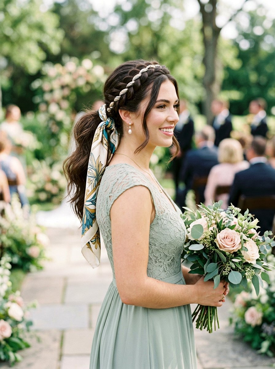 Braided crown ponytail with silk scarf - 20 silk scarf ponytail hairstyle - 20 silk scarf ponytail hairstyle