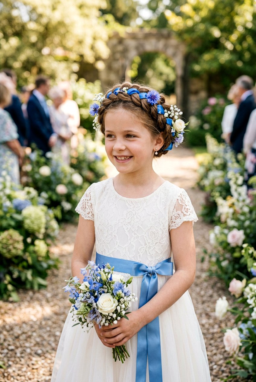 Braided crown with ribbons flower girl - 20 flower girl braided crown - 20 flower girl braided crown