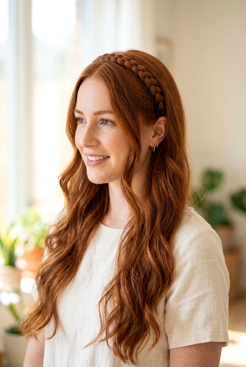 Braided headband - 20 back to school hairstyles for long hair - 20 back to school hairstyles for long hair