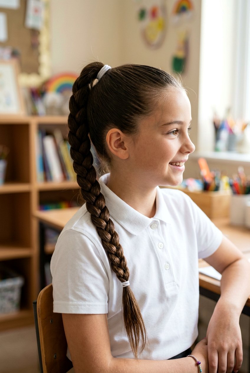 Braided high ponytail - 20 exam day ponytail for girls - 20 exam day ponytail for girls