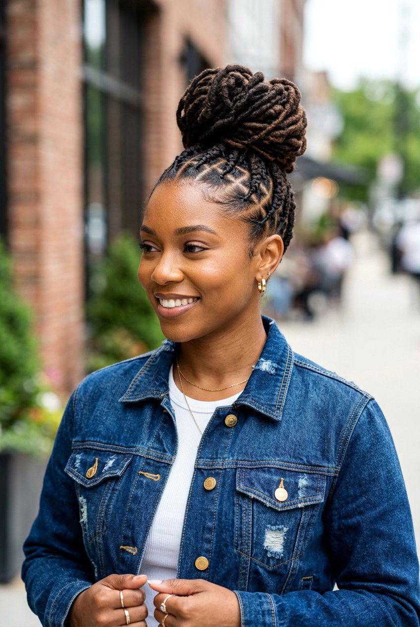 Braided loc updo - 20 loc updo hairstyles - 20 loc updo hairstyles