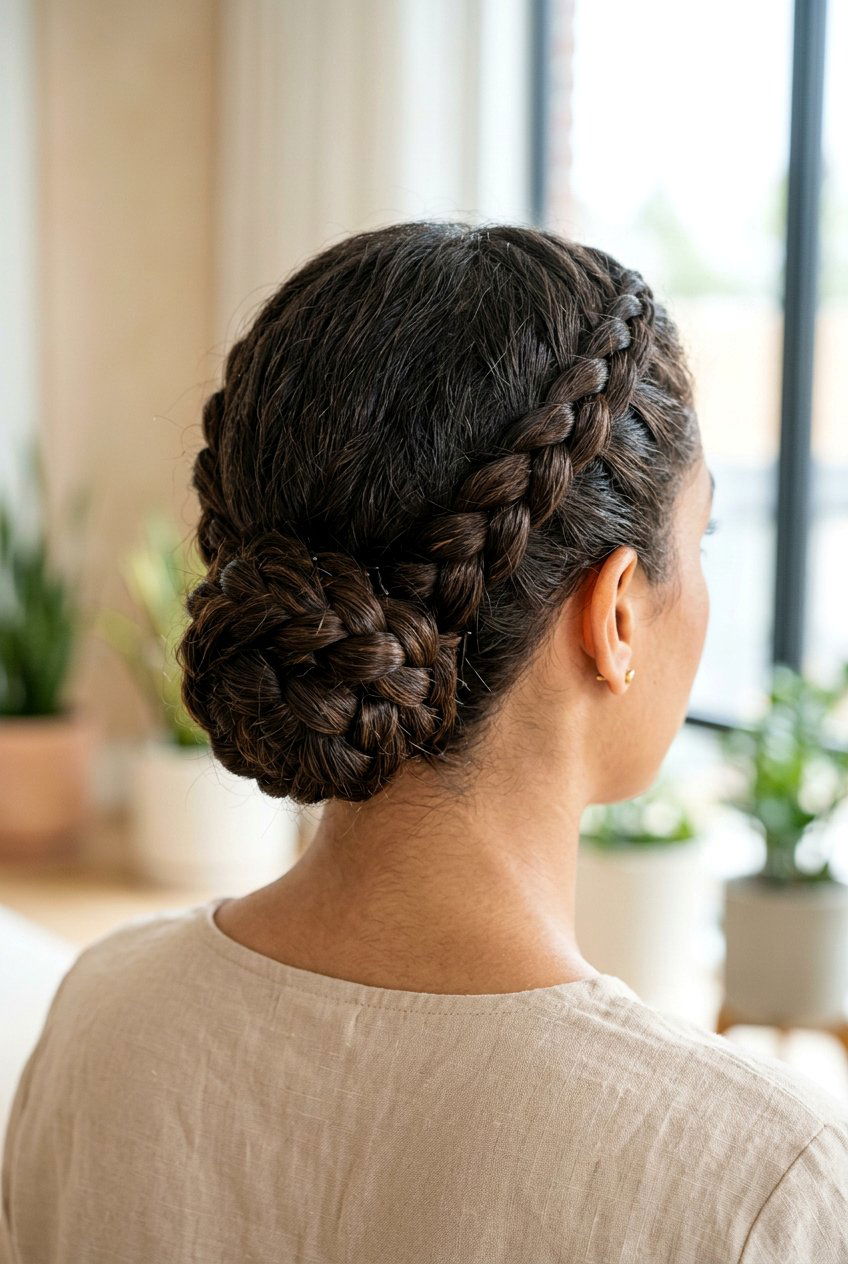 Braided low bun - 20 prom updo hairstyles - 20 prom updo hairstyles