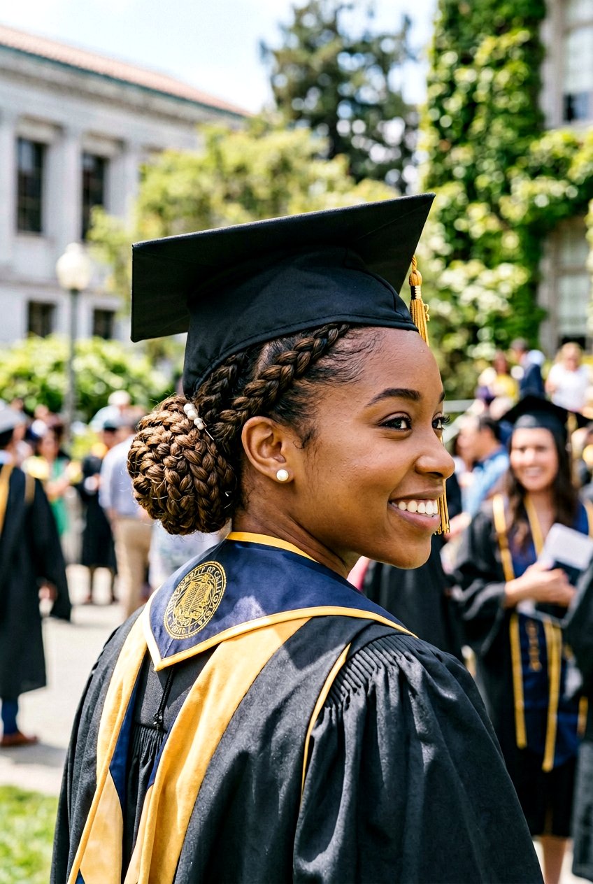 Braided low bun graduation hair - 20 graduation hairstyles with braids - 20 graduation hairstyles with braids