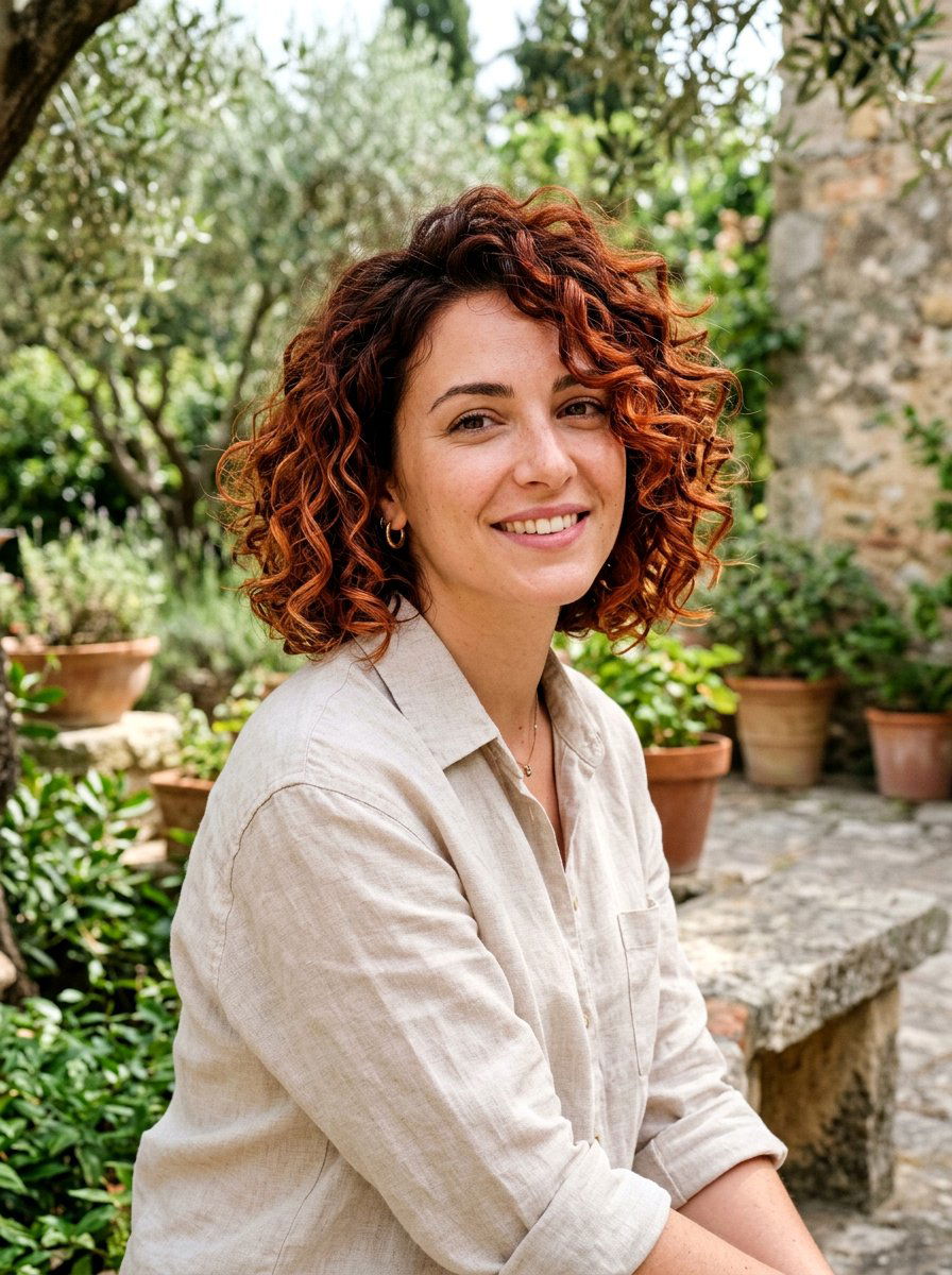 Brick Red Balayage Textured Curly Bob - 20 red balayage for curly bob - 20 red balayage for curly bob