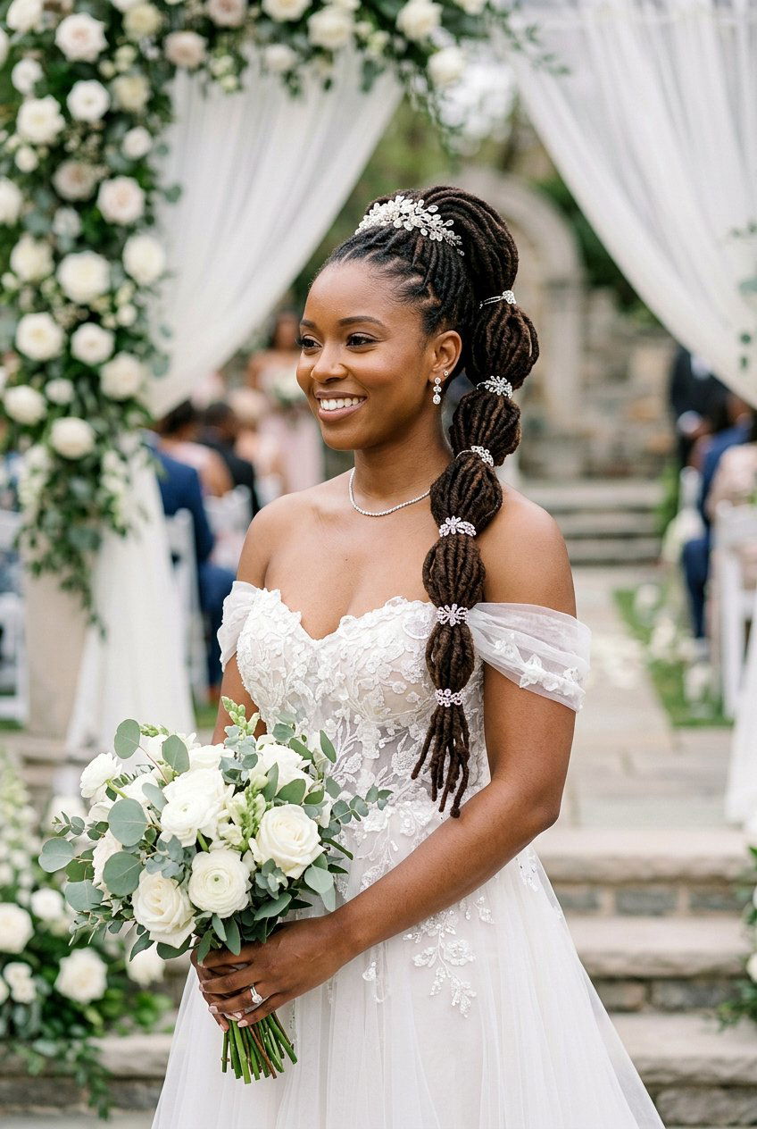 Bridal Bubble Loc Ponytail - 20 bridal loc ponytail hairstyle - 20 bridal loc ponytail hairstyle