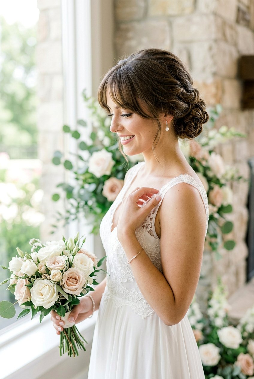 Bridal Chignon With Curtain Bangs - 20 modern bridal chignon - 20 modern bridal chignon