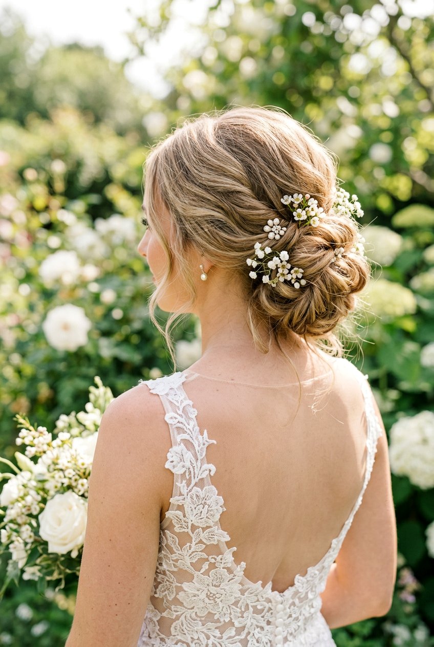 Bridal Chignon With Floral Pins - 20 modern bridal chignon - 20 modern bridal chignon