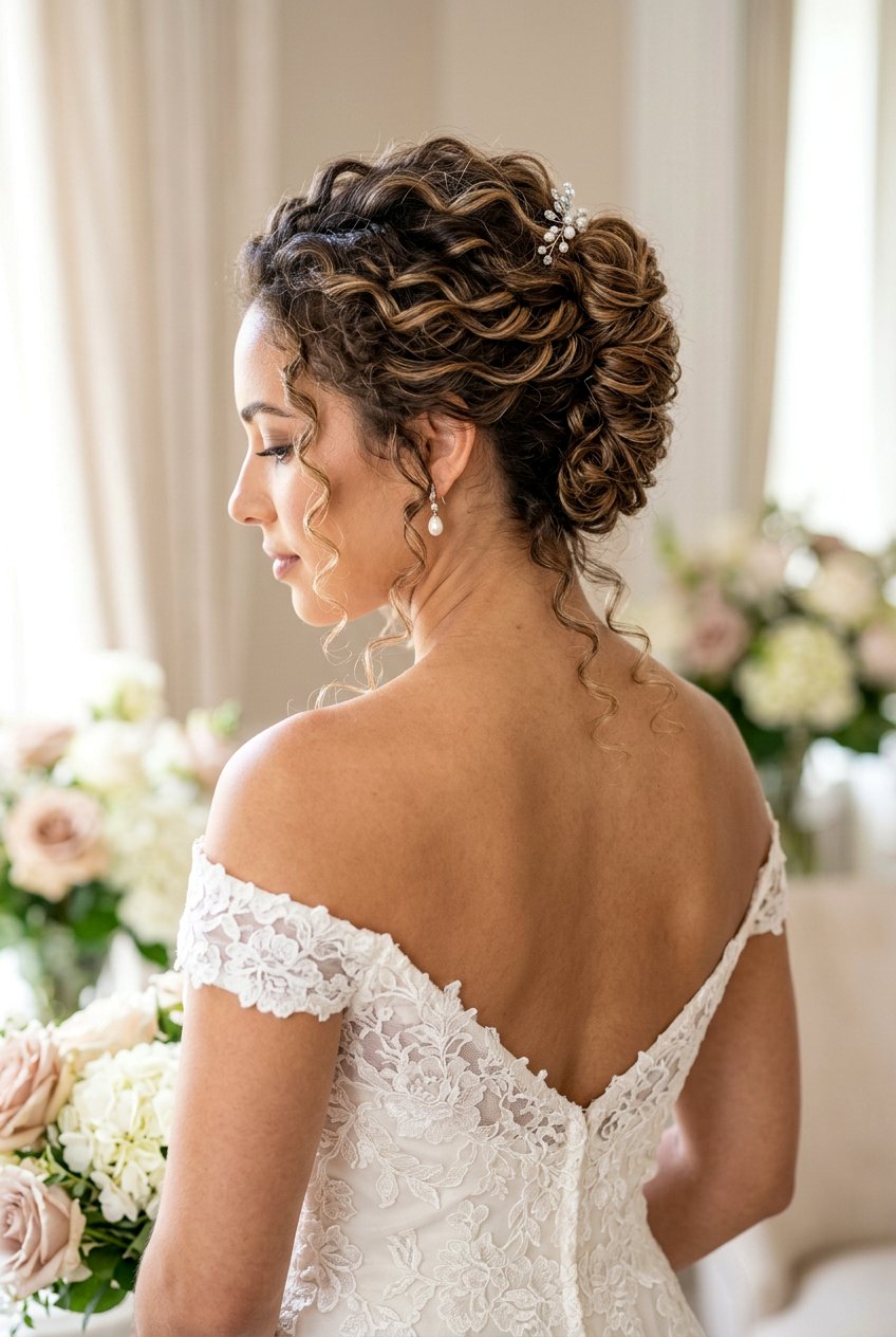 Bridal Curly French Twist - 20 bridal hairstyle for long natural curls - 20 bridal hairstyle for long natural curls