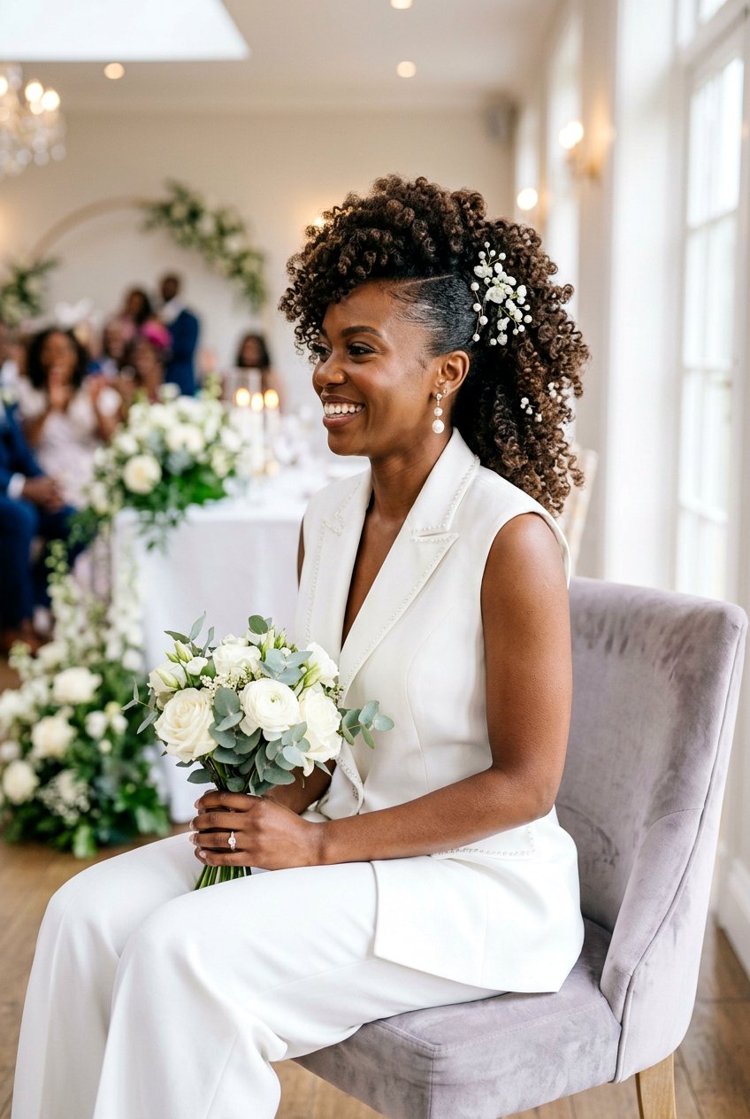 Bridal Curly Frohawk Updo - 20 bridal hairstyle for long natural curls - 20 bridal hairstyle for long natural curls