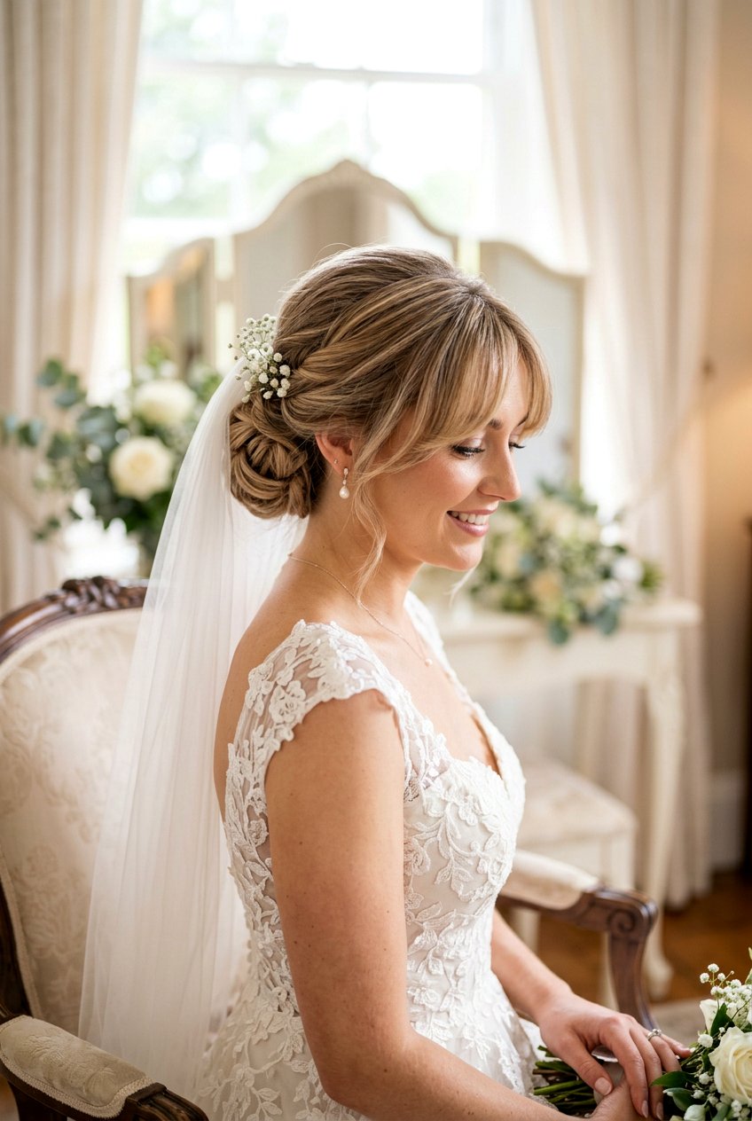 Bridal Curtain Bangs Updo - 20 best bridal hairstyle ideas - 20 best bridal hairstyle ideas